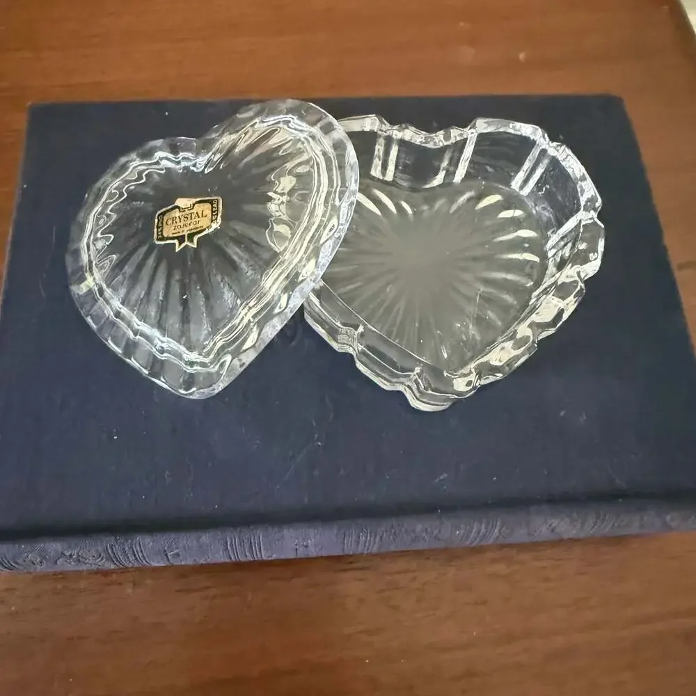 Vintage Zaječar Crystal Heart Shaped Trinket Jewelry Box